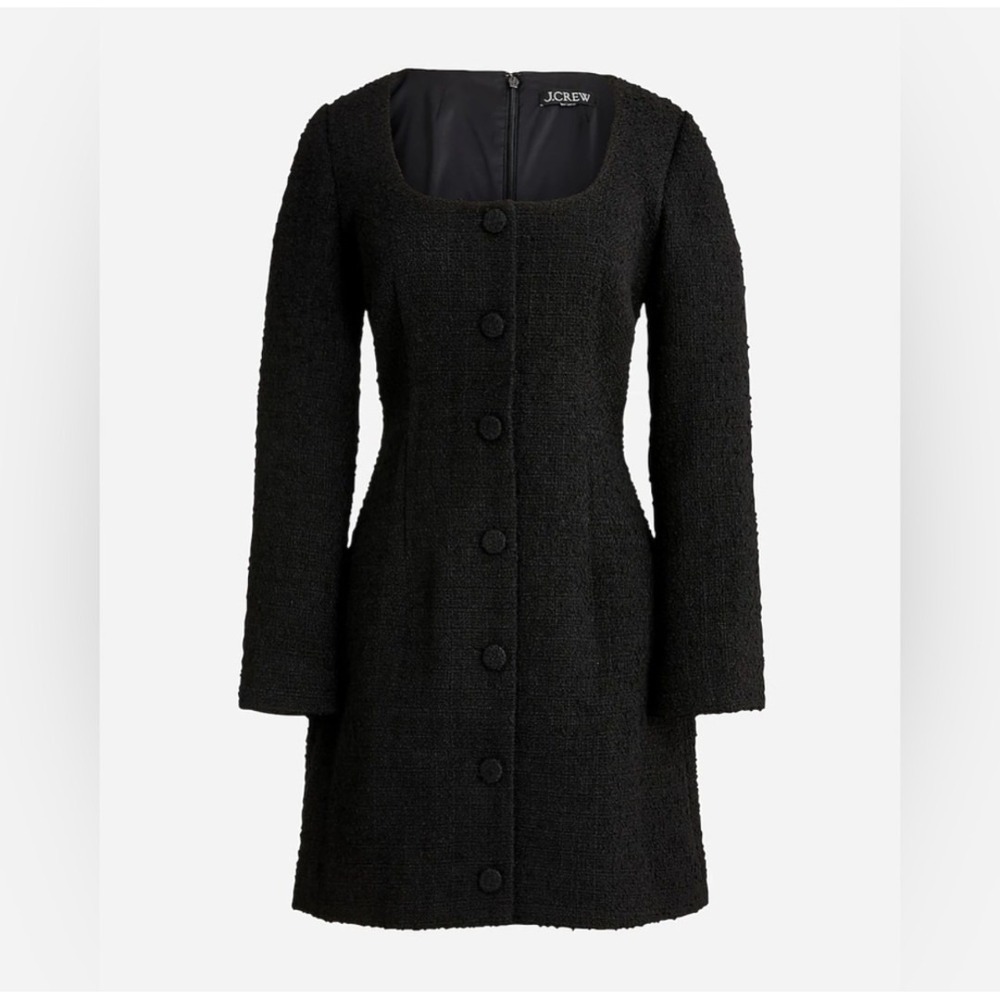 J. Crew Black Sophia Maritime Tweed Mini Button Front  Dress Sz 10‎ NWT